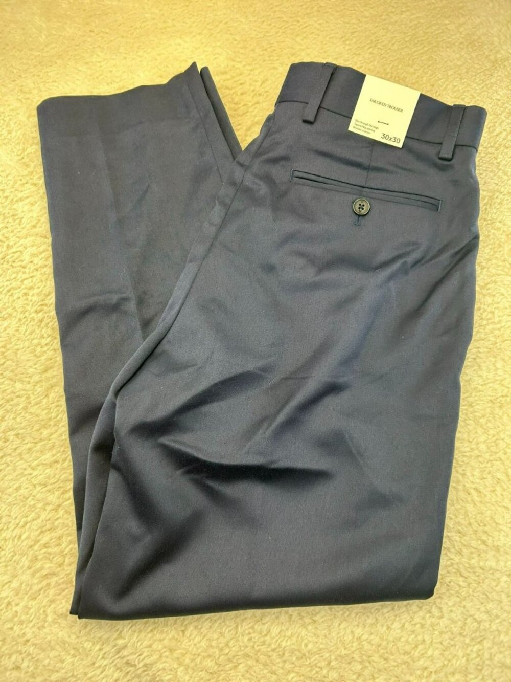 Banana Republic Mens Tailored Navy Blue Trousers Size 30x30 Wrinkle-Resistant Ne